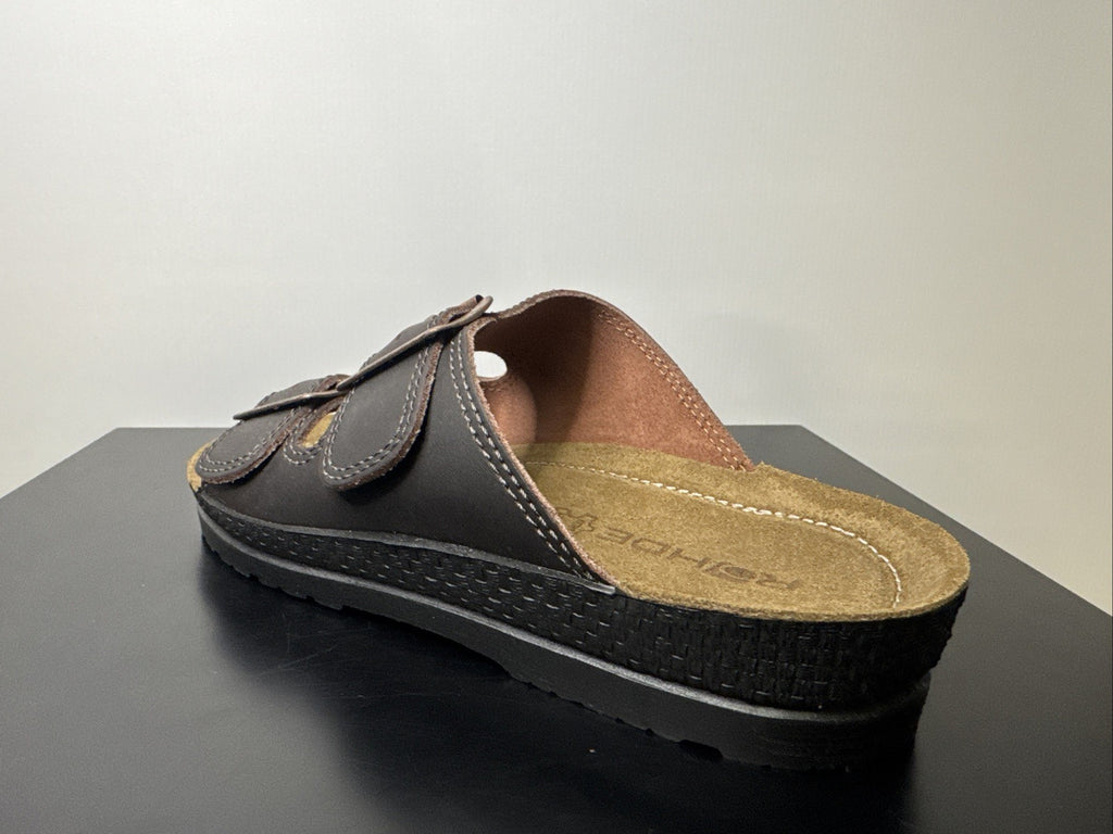 Rohde Herren Pantoletten Gr. 40 Leder Clogs Espresso 1508