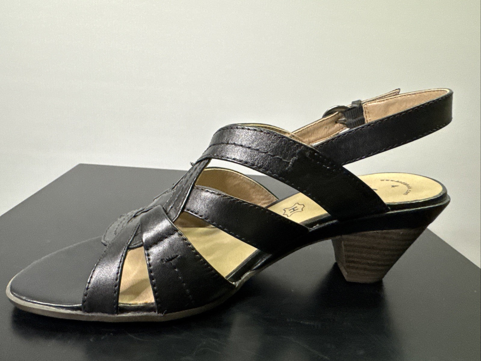 Jana Sandalette  Gr. 4 Leder Schwarz Damen Absatzschuh