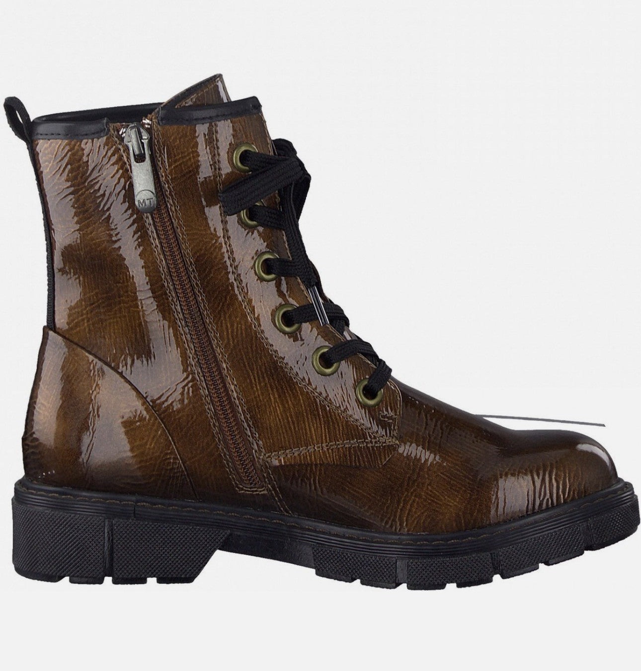 Marco Tozzi Damen Stiefeletten Biker Boots Chukka Boots Stiefel Schnürboot Lack