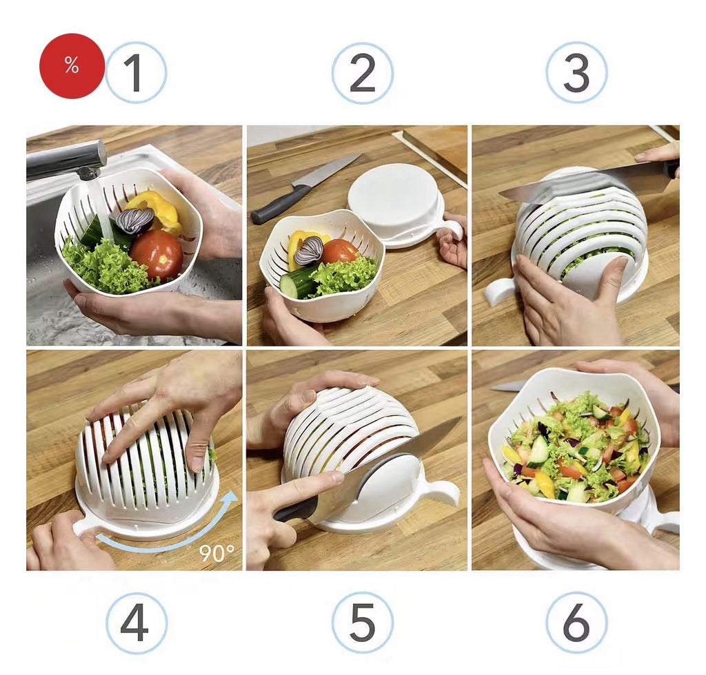 Salatschneider Salat-Schüssel 3-in-1 Gemüseschneider