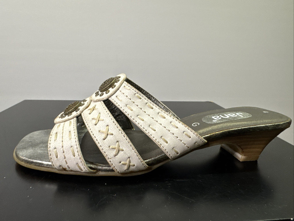 Jana Pumps  Gr. 4 Leder Weiß Damen Absatzschuh