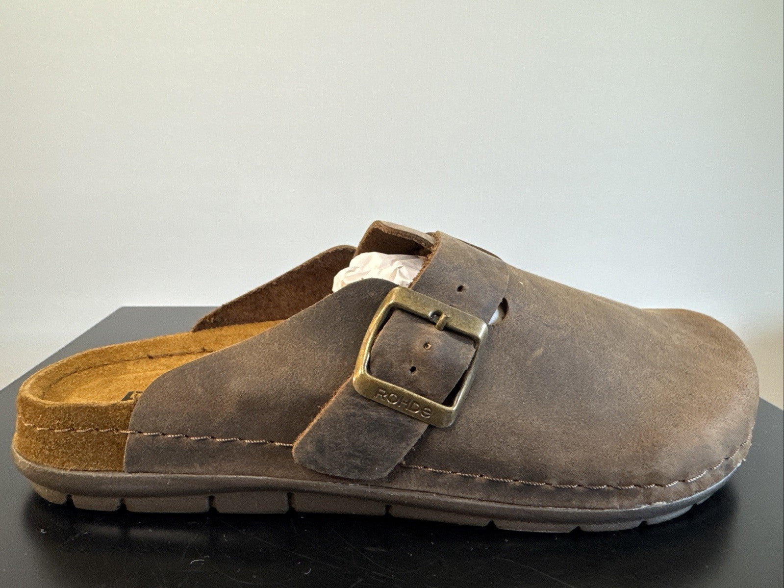 Rohde Herren Pantolette Gr. 39 Mocca Nebuk Pantoffel  Schuhweite G 6743