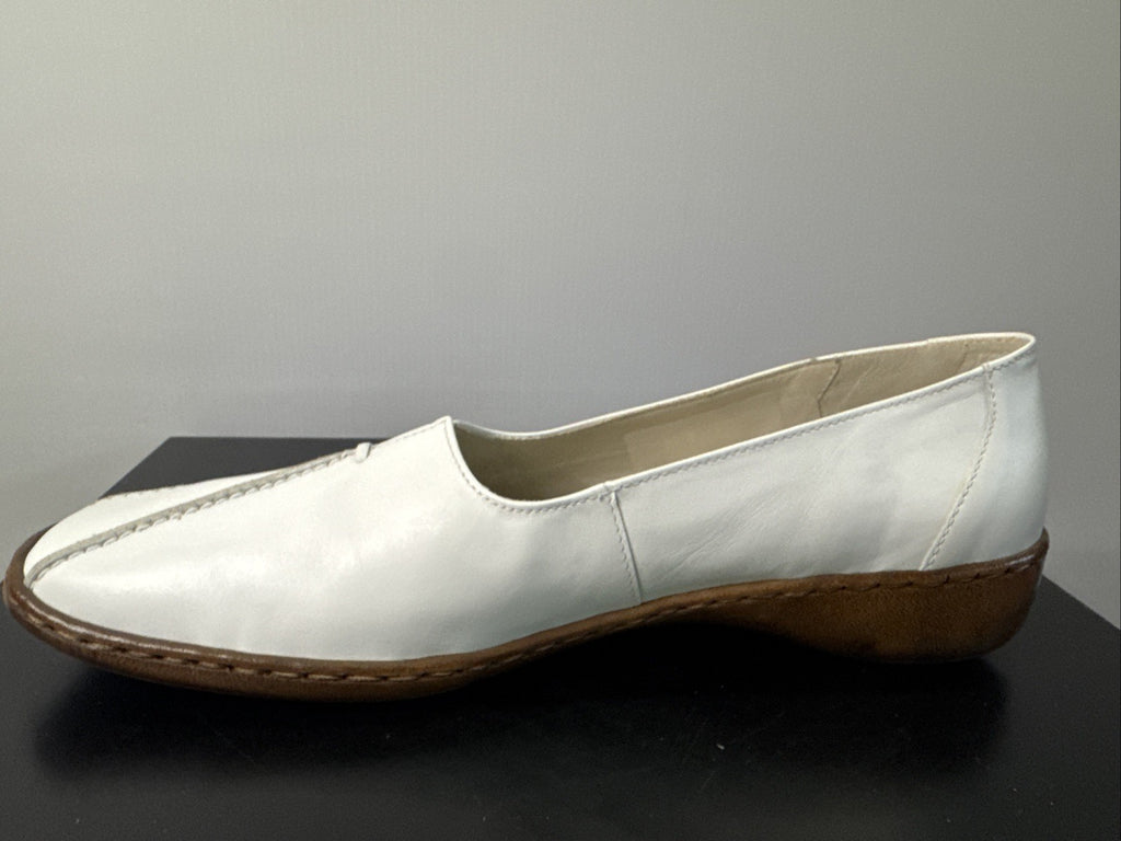 Ara Damenschuh Gr. 7,5 Halbschuh Weiß Leder Slip On