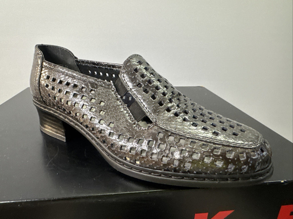 Rieker Halbschuh Gr. 4 Damen Leder Braun Slip On