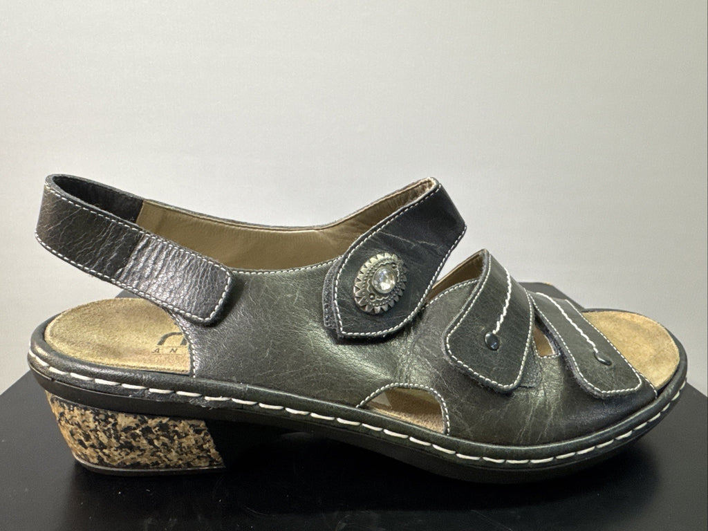Rieker Sandalette Gr. 42 Leder Schwarz