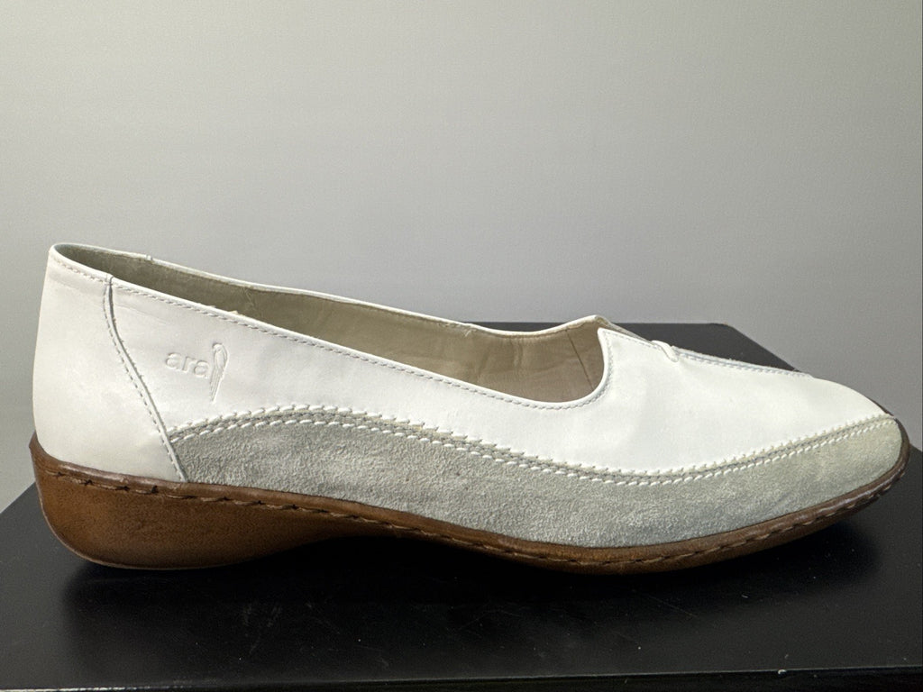 Ara Damenschuh Gr. 7,5 Halbschuh Weiß Leder Slip On
