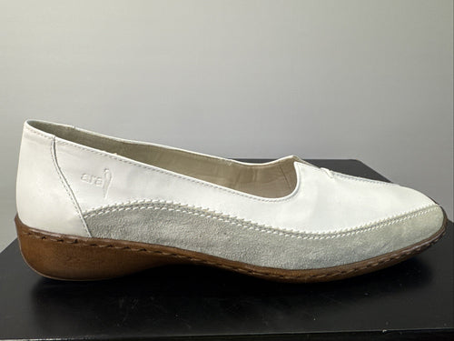 Ara Damenschuh Gr. 7,5 Halbschuh Weiß Leder Slip On