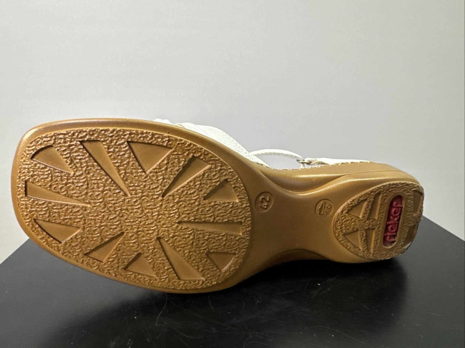 Rieker Slipper Gr. 42 Leder Weiß Damen