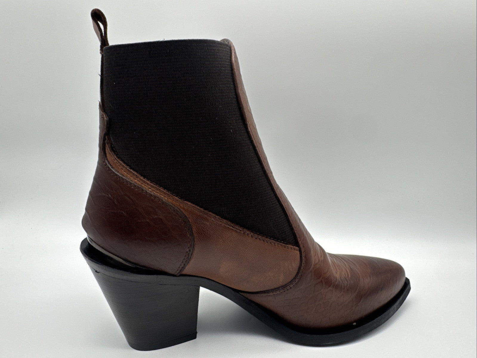 Piranha Stiefelette Gr. 38 Leder Damen Braun Absatzschuh 
