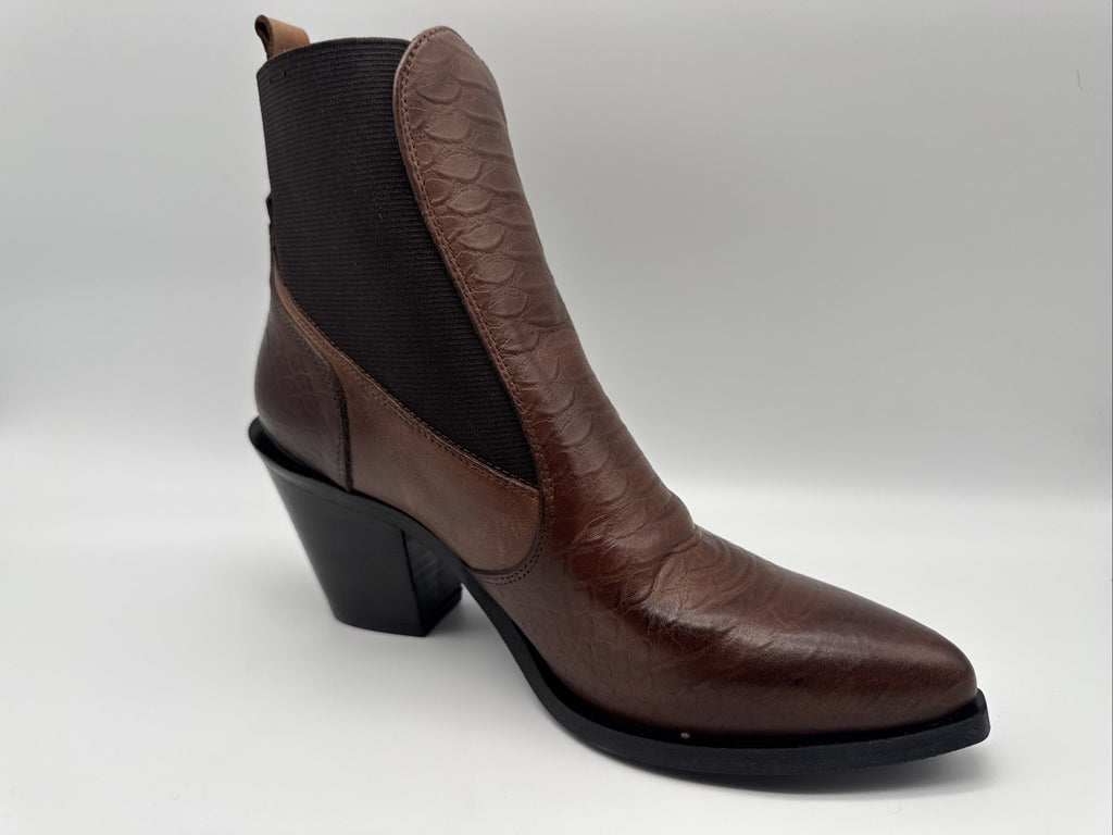 Piranha Stiefelette Gr. 38 Leder Damen Braun Absatzschuh 