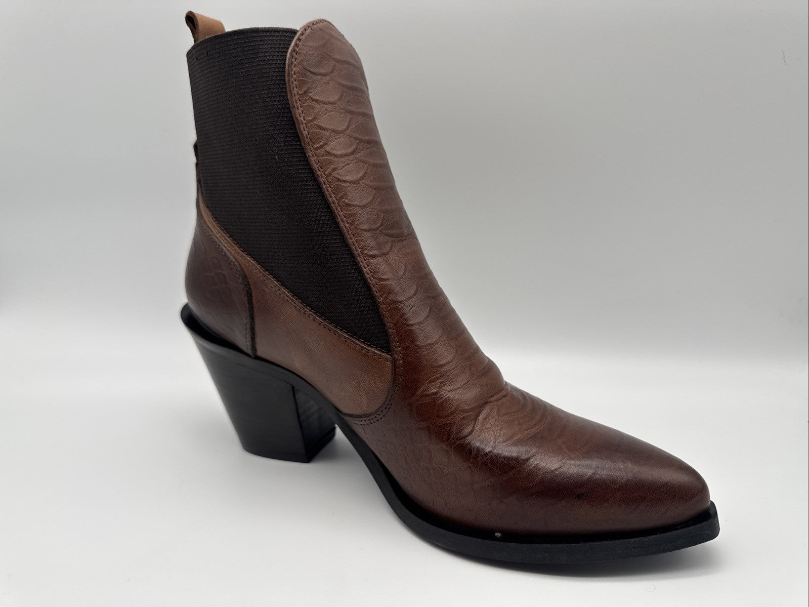 Piranha Stiefelette Gr. 38 Leder Damen Braun Absatzschuh 