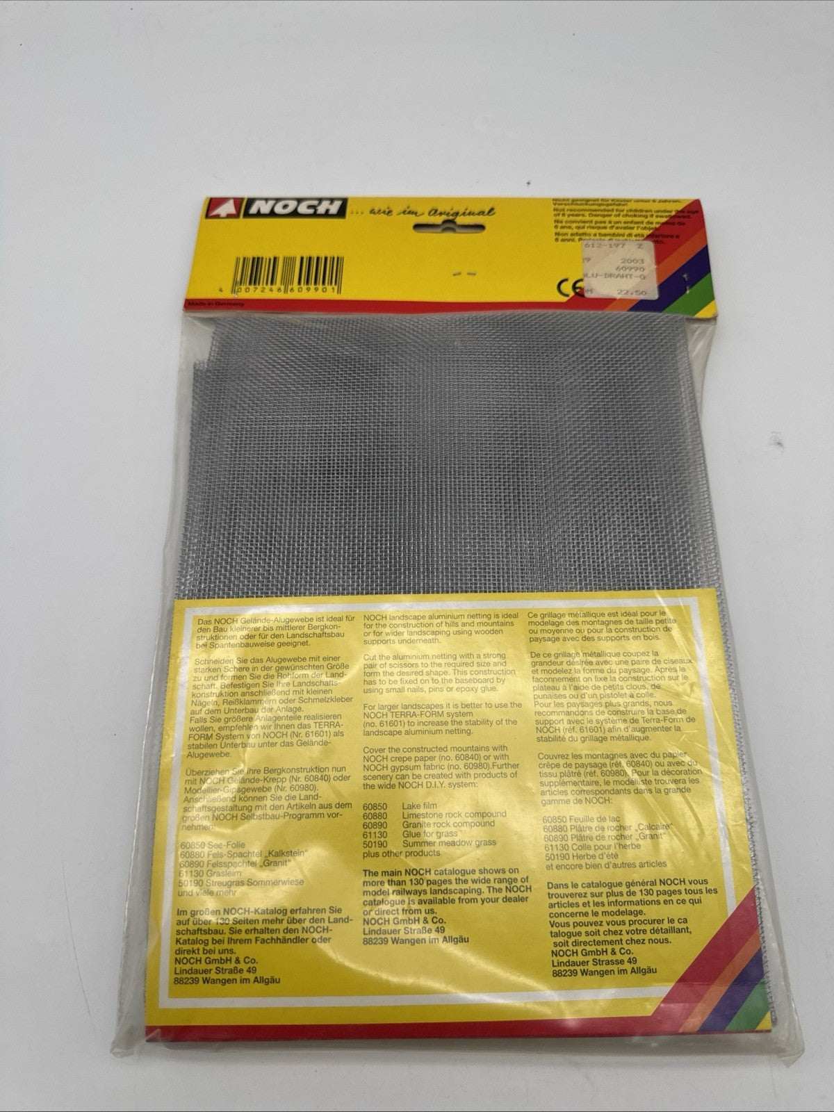 Noch HO- 60990, Gelände Alugewebe XL, (24,65 €* / 1 qm) , 100x75 cm, im Beutel