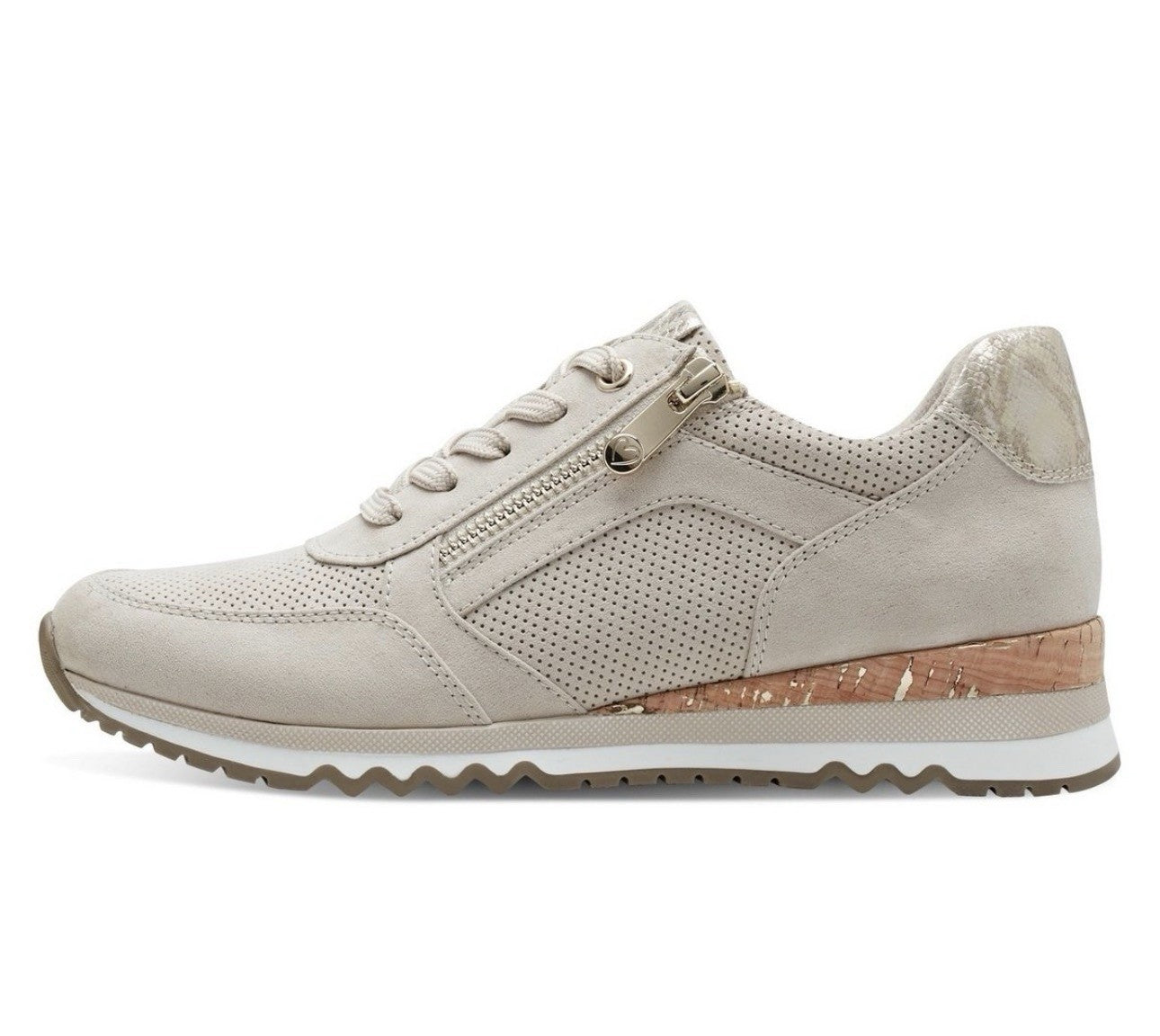 MARCO TOZZI Keilsneaker Freizeitschuh Halbschuh Schnürschuh Beige Damen - Gr. 39