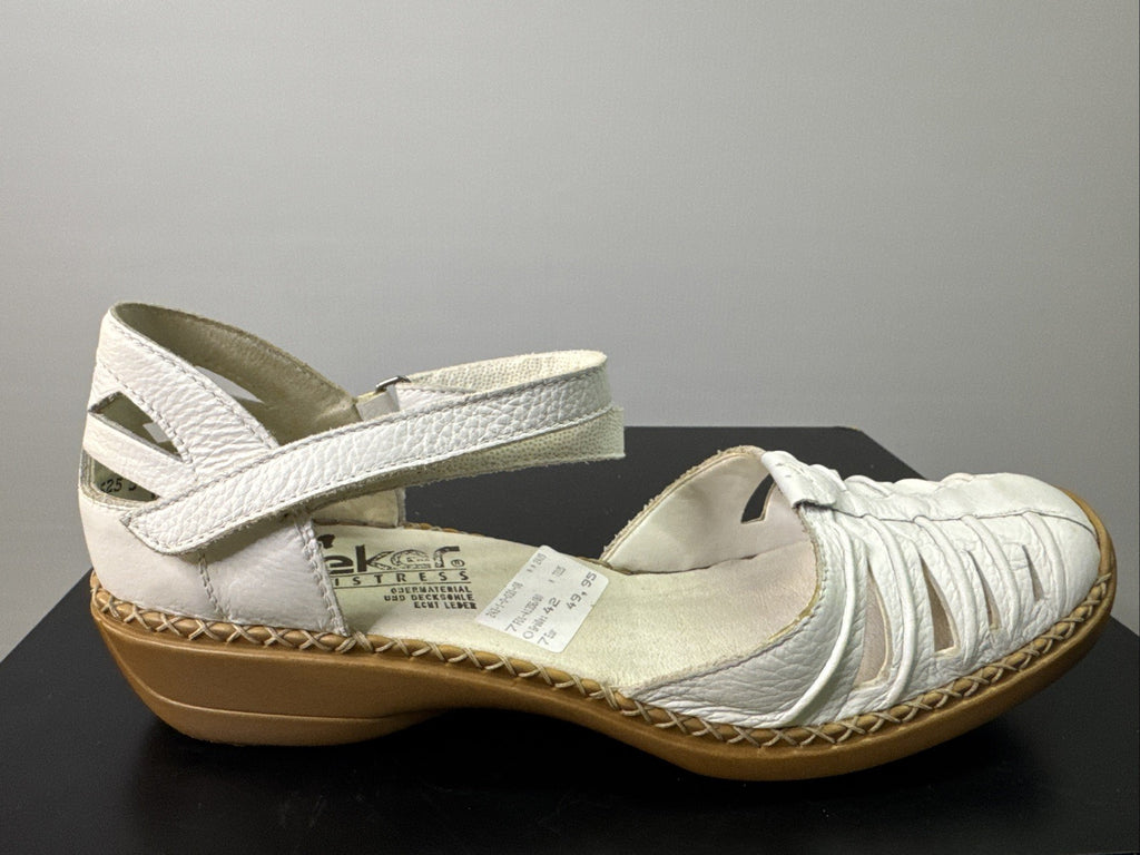 Rieker Slipper Gr. 42 Leder Weiß Damen