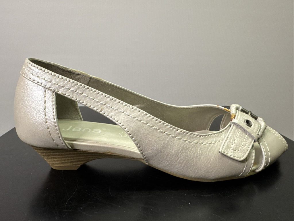 Jana Pumps  Gr. 4,5 Leder Weiß Damen Absatzschuh