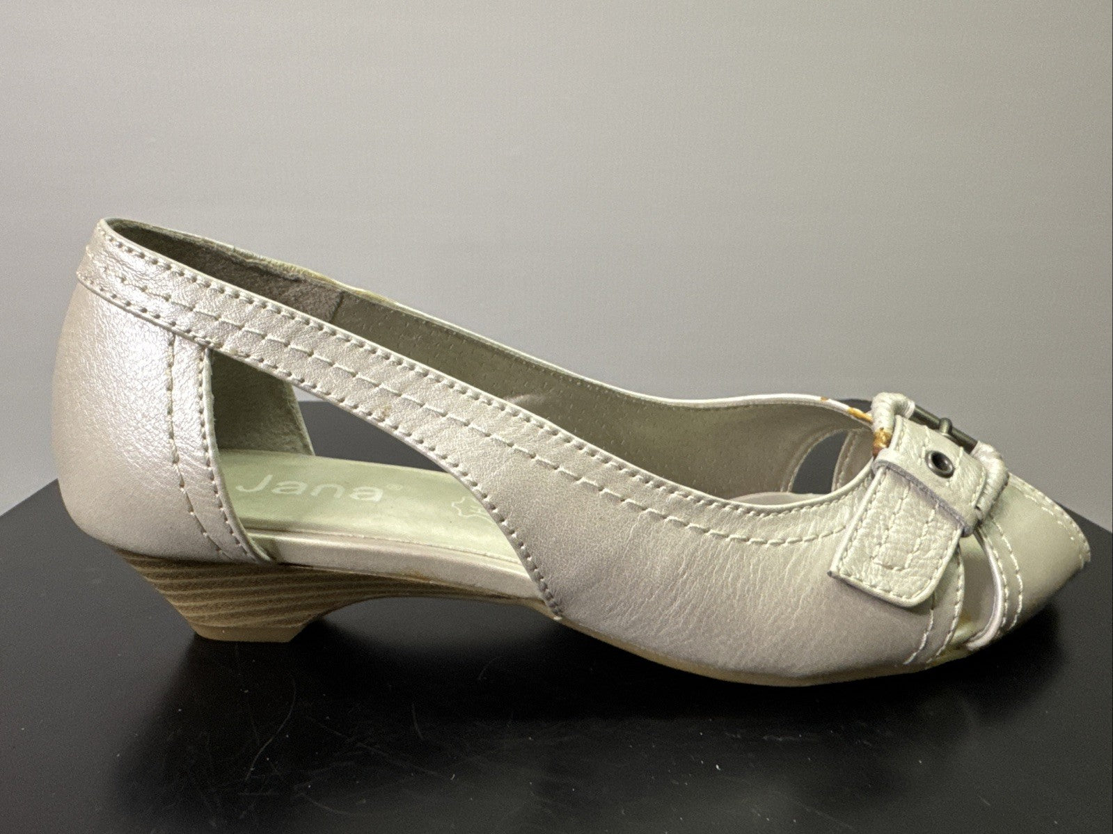 Jana Pumps  Gr. 4,5 Leder Weiß Damen Absatzschuh