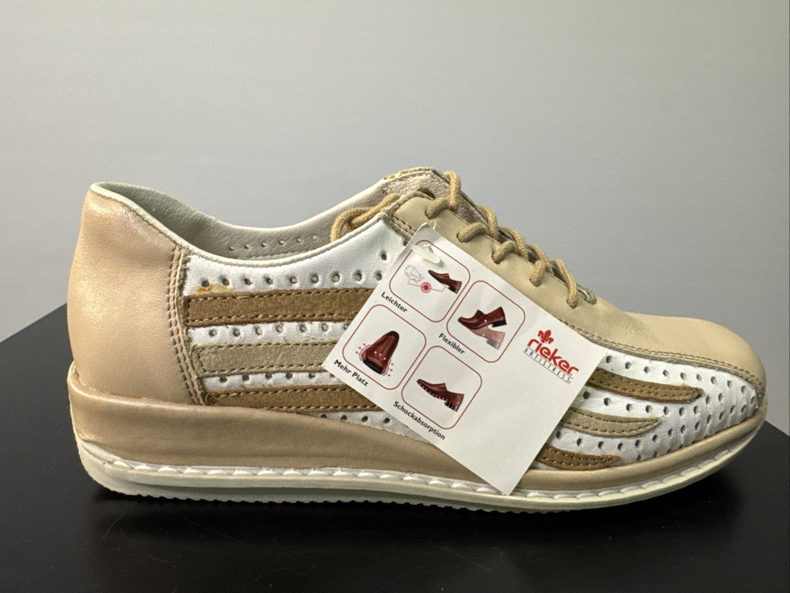 Rieker Halbschuh Gr. 36 Damen Leder Beige