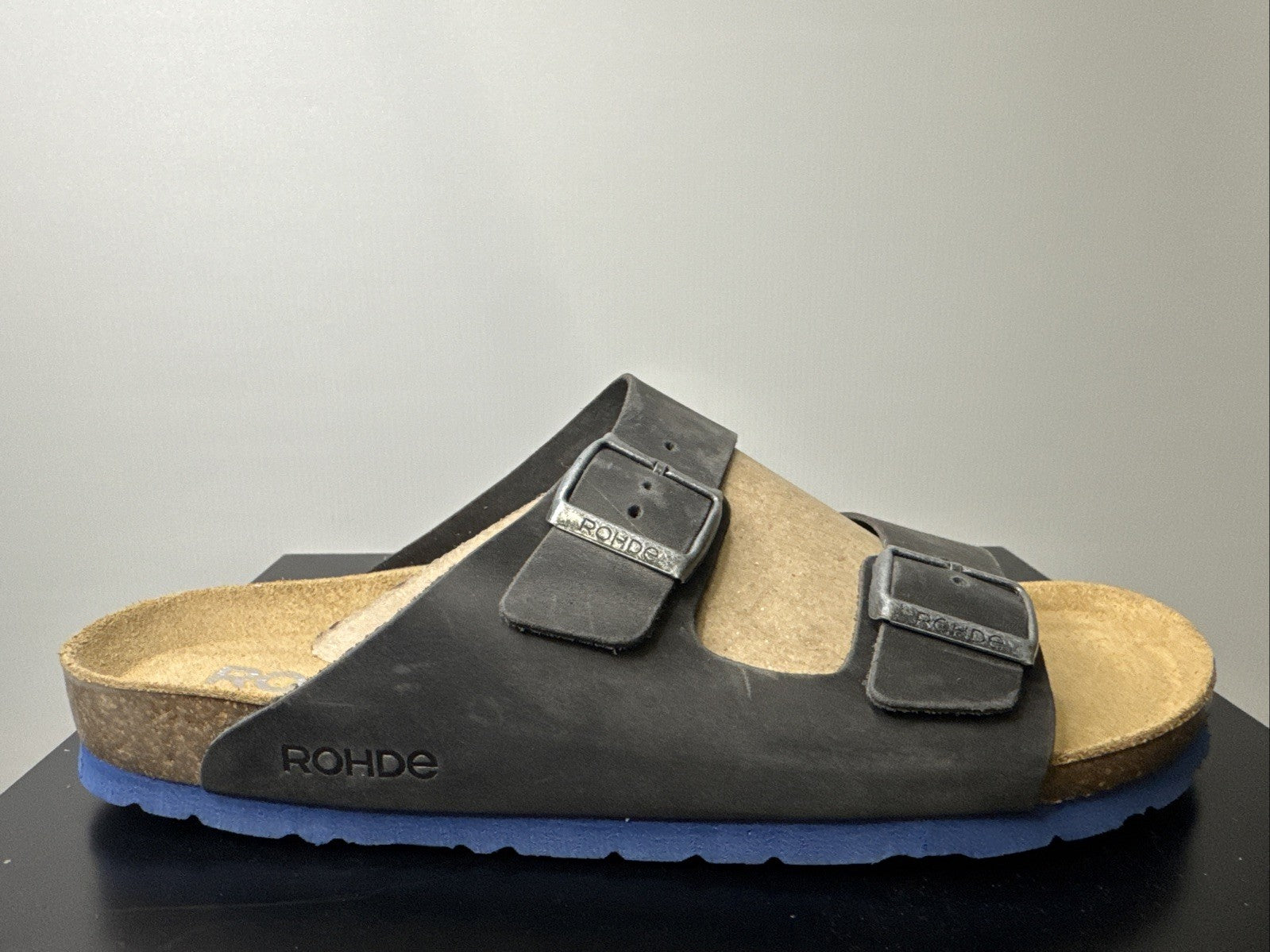 Rohde Herren Pantolette Gr. 41 Leder Anthrazit 5927