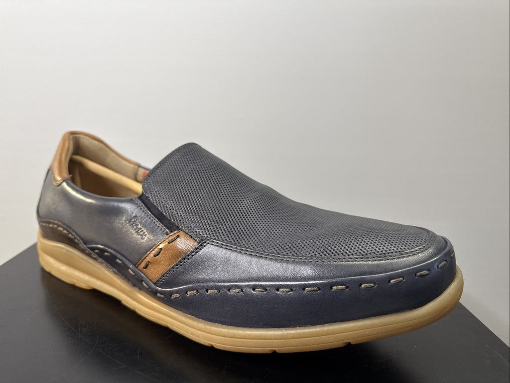 Sioux Hajoko-707 Herrenschuhe Gr. 43,5/9,5 Slipper Blau Leder