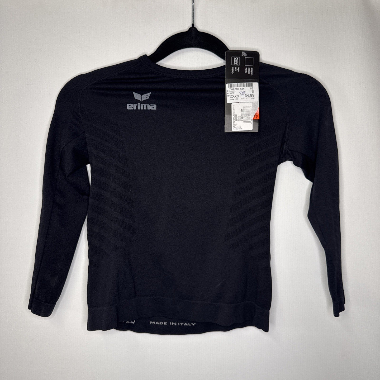 Erima Longsleeve Kinder 3xs Schwarz Langarm Stretch 
