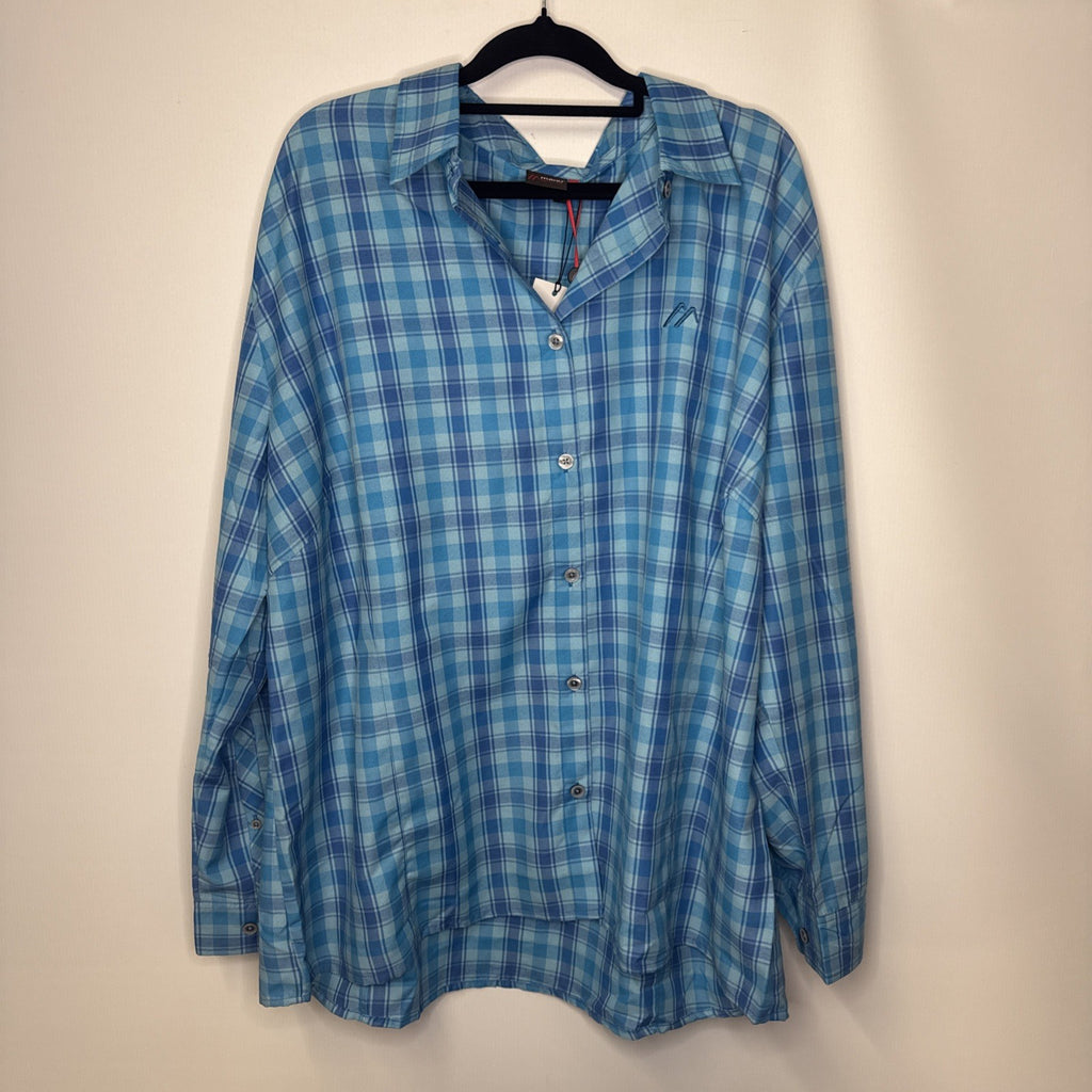 Maier Sports Hemd Gr. 50 Blau Kariert Langarm 