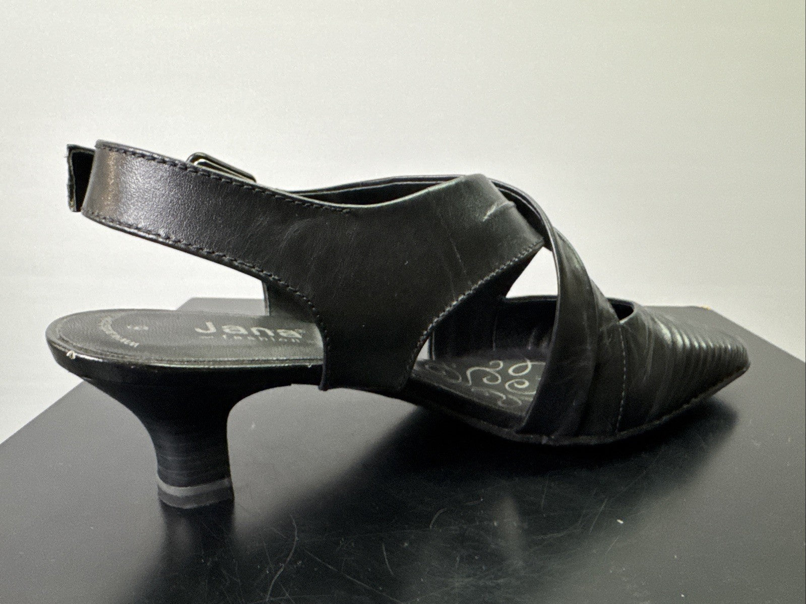 Jana Pumps  Gr. 6 Leder Schwarz Damen Absatzschuh