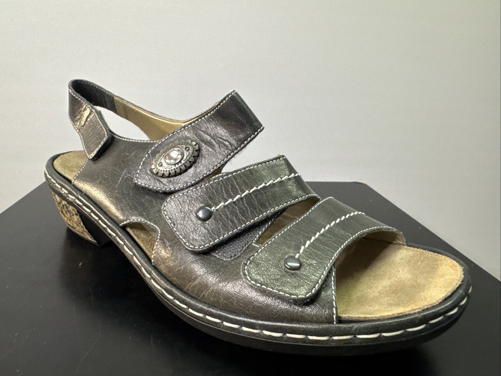 Rieker Sandalette Gr. 42 Leder Schwarz