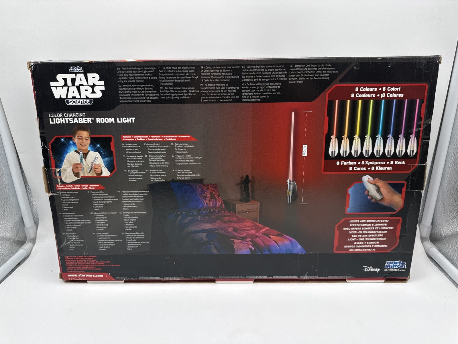 Boxed Star Wars Uncle Milton Science Remote Controlled Lightsaber Room Light