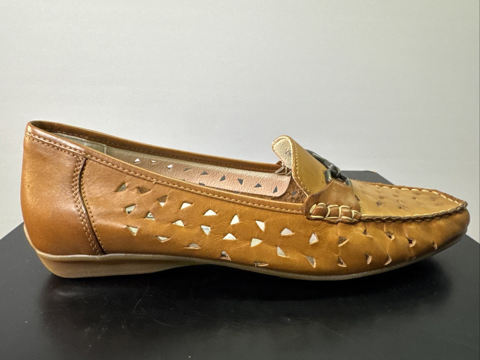 Rieker Slipper Gr. 42 Leder Braun Damen