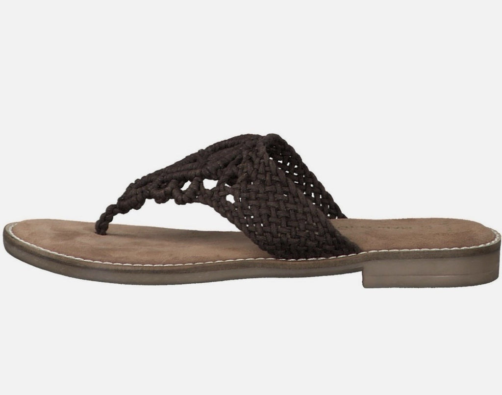 Marco Tozzi Damen Gr. 37 T-Spangen Sandalen Zehentrenner Sandalette Cafe