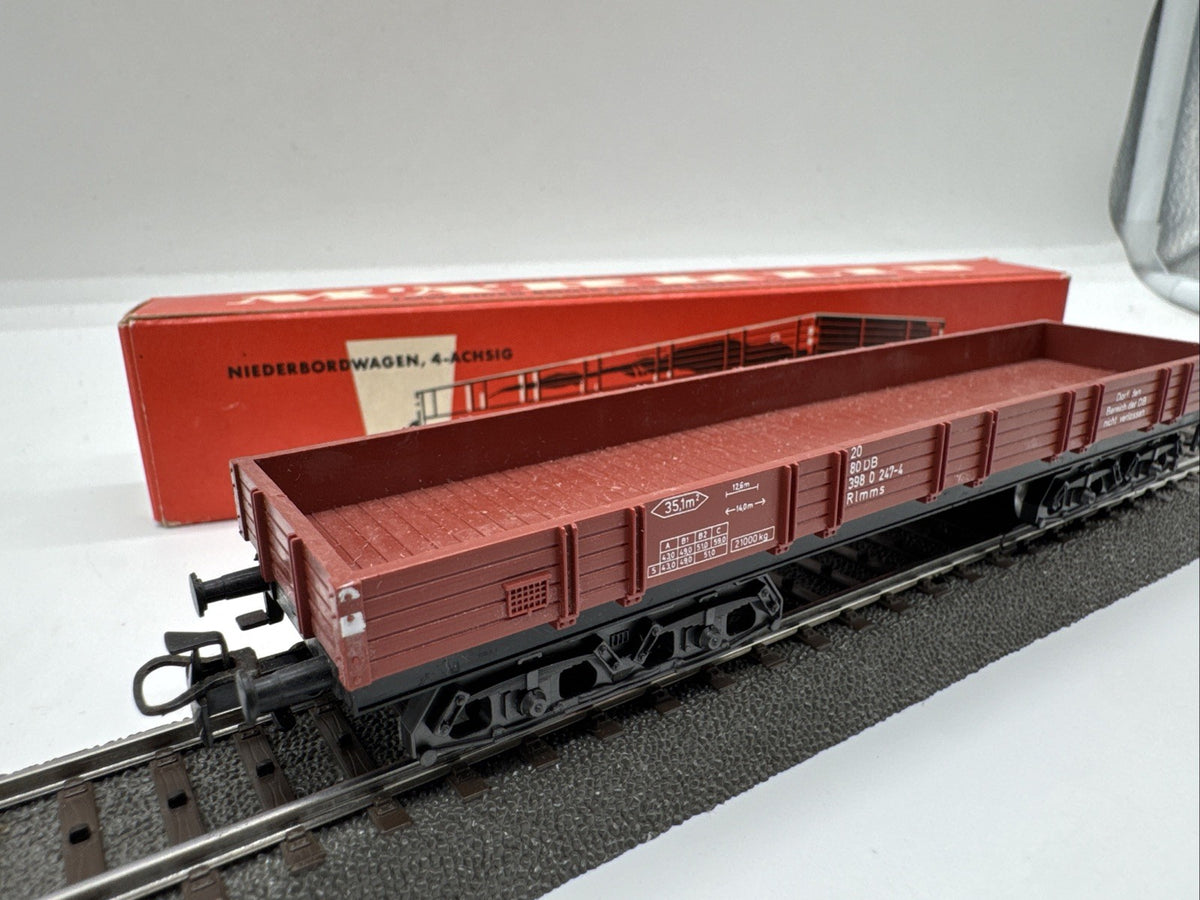 Märklin 4514 H0 DB Niederbordwagen Rlmms 4-achsig rot z.B.  OVP #144