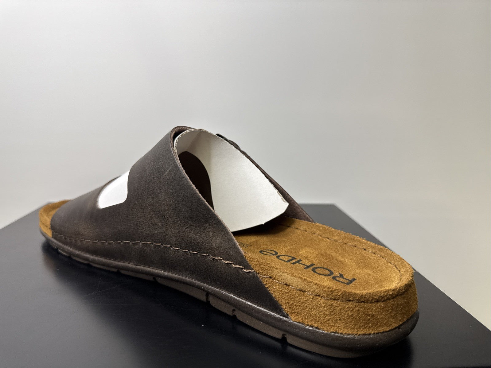 Rohde Herren Pantoletten Gr. 46 Leder Clogs Mocca 5918
