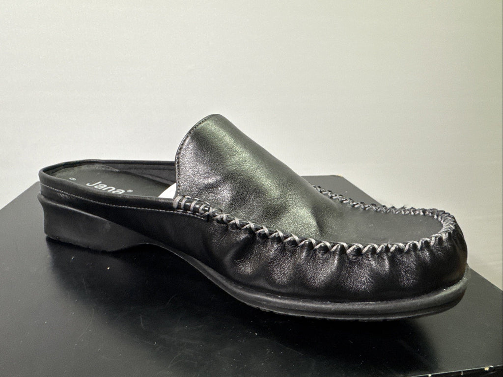 Jana Slipper Gr. 9 Damen Slip On Leder Schwarz