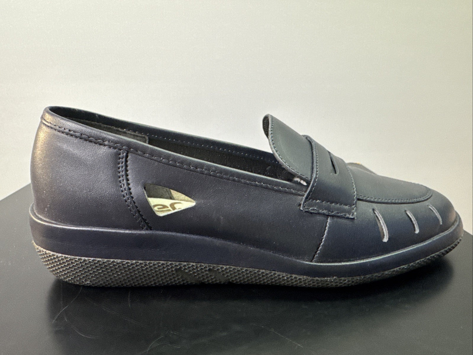 Rieker Slipper Gr. 4 Leder Blau  Damen