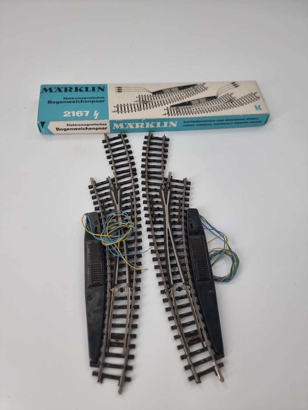 Märklin H0 2167 Elektromagnetisches Bogenweichenpaar -geprüft In OVP-
