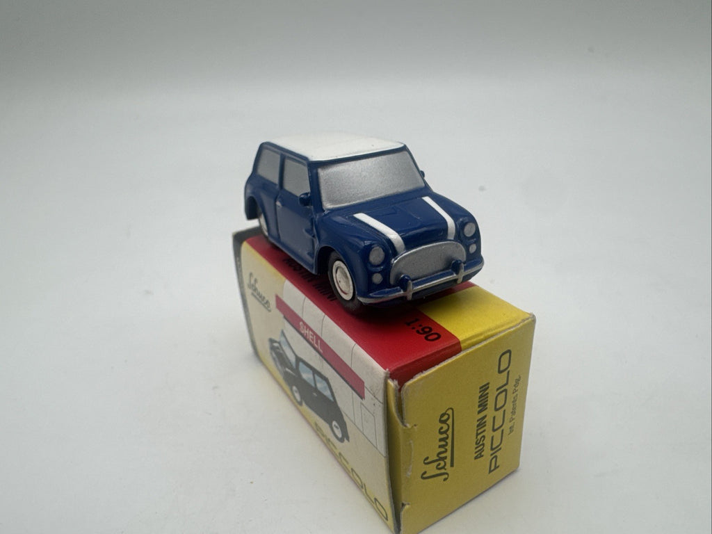 Schuco Piccolo News Austin Mini Cooper blau weiß 1:90 in OVP #6