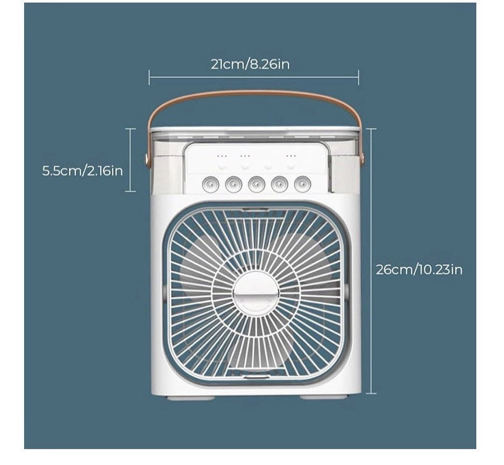 3-in-1 Portable Air Cooler Fan USB Mini Air Conditioner Humidifier LED Light
