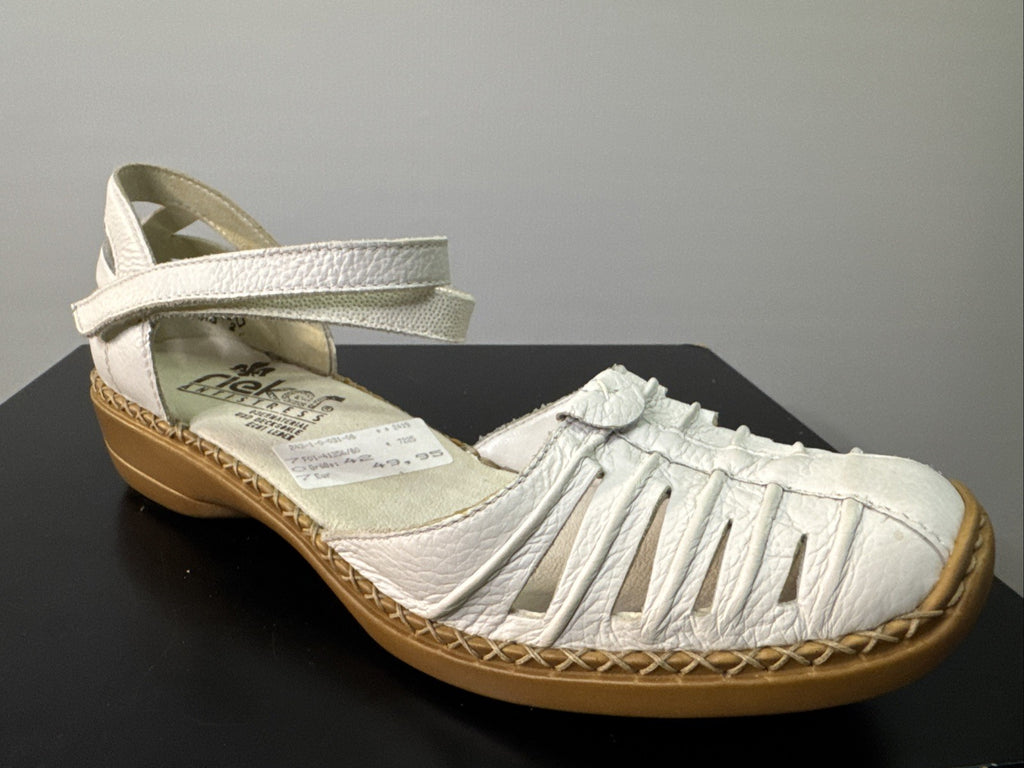 Rieker Slipper Gr. 42 Leder Weiß Damen