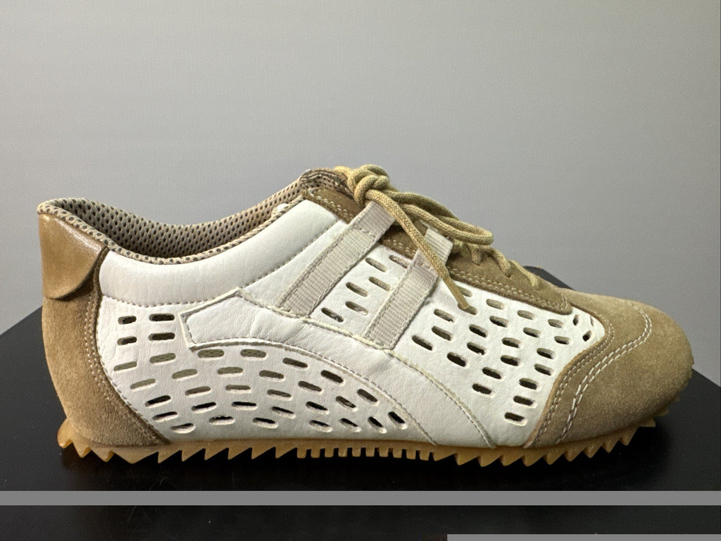 Rieker Halbschuh Gr. 36 Damen Leder Weiß Braun
