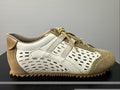 Rieker Halbschuh Gr. 36 Damen Leder Weiß Braun