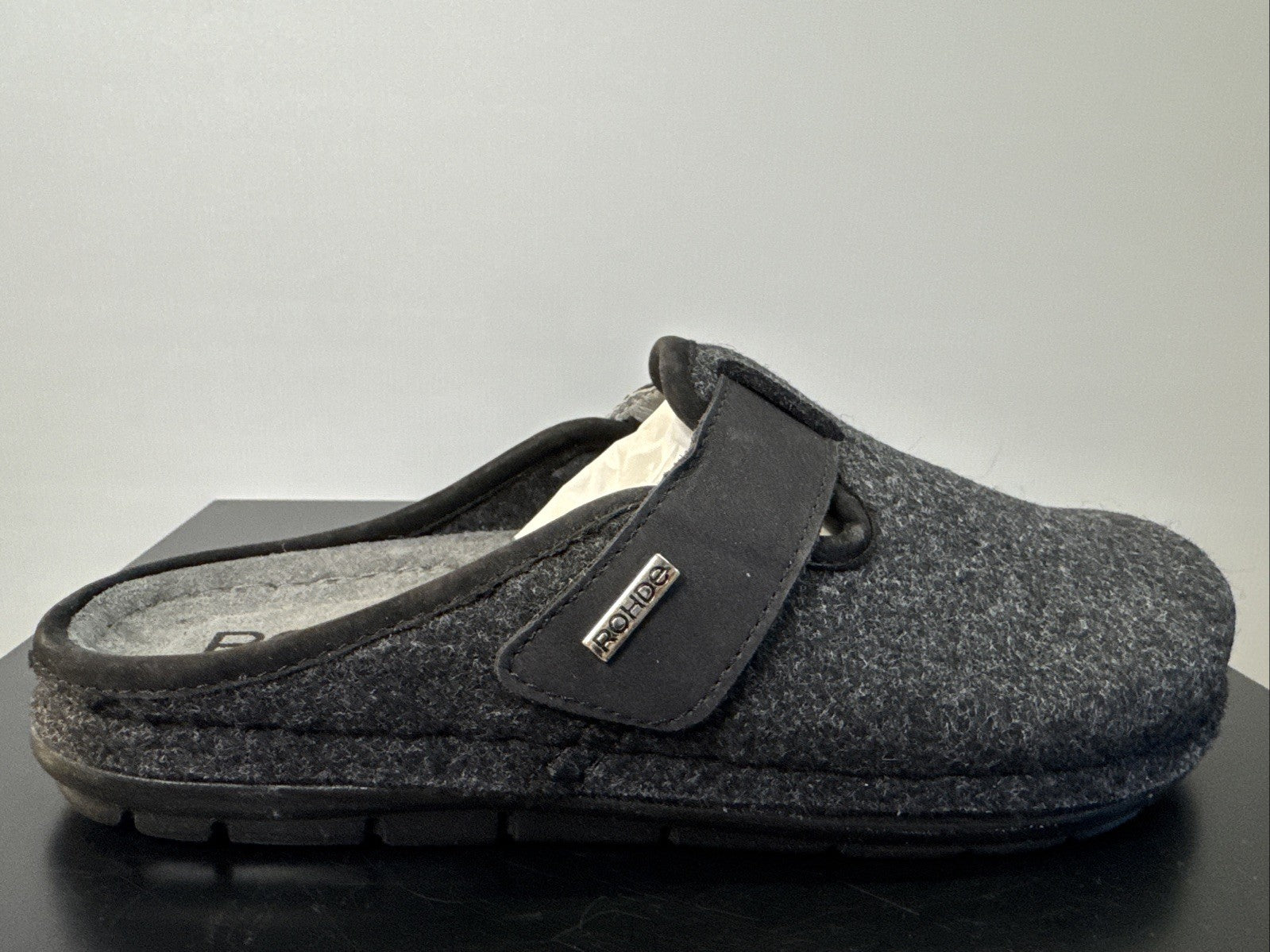 Rohde Herren Filz Pantolette Gr. 39 Schwarz Pantoffel Weite G 6741