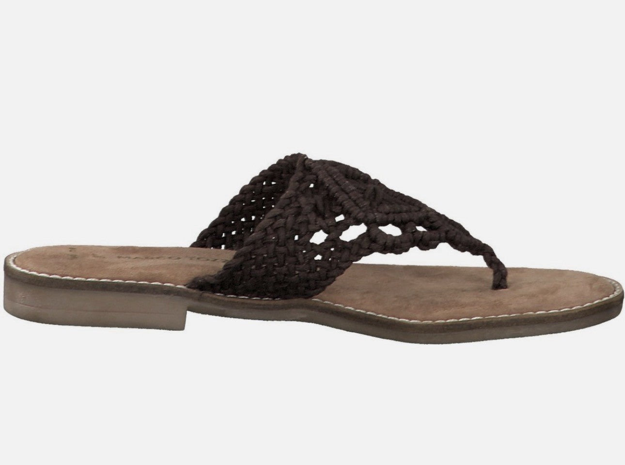 Marco Tozzi Damen Gr. 37 T-Spangen Sandalen Zehentrenner Sandalette Cafe