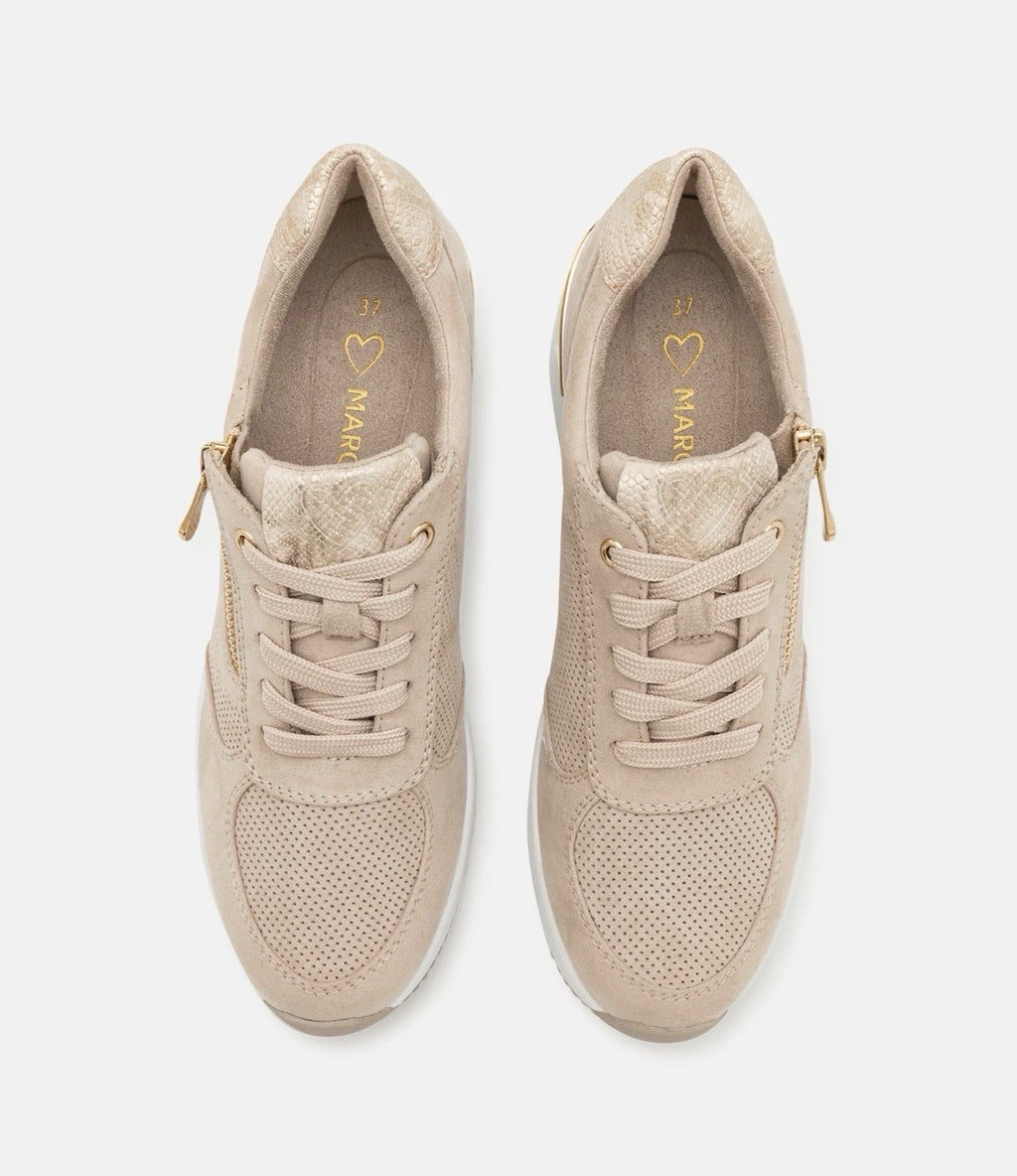 MARCO TOZZI Keilsneaker Freizeitschuh Halbschuh Schnürschuh Beige Damen - Gr. 41