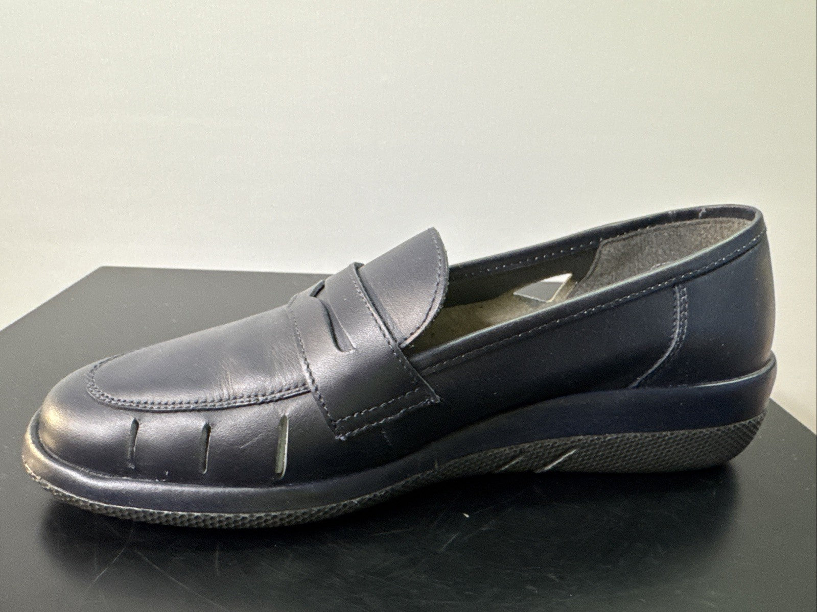 Rieker Slipper Gr. 4 Leder Blau  Damen