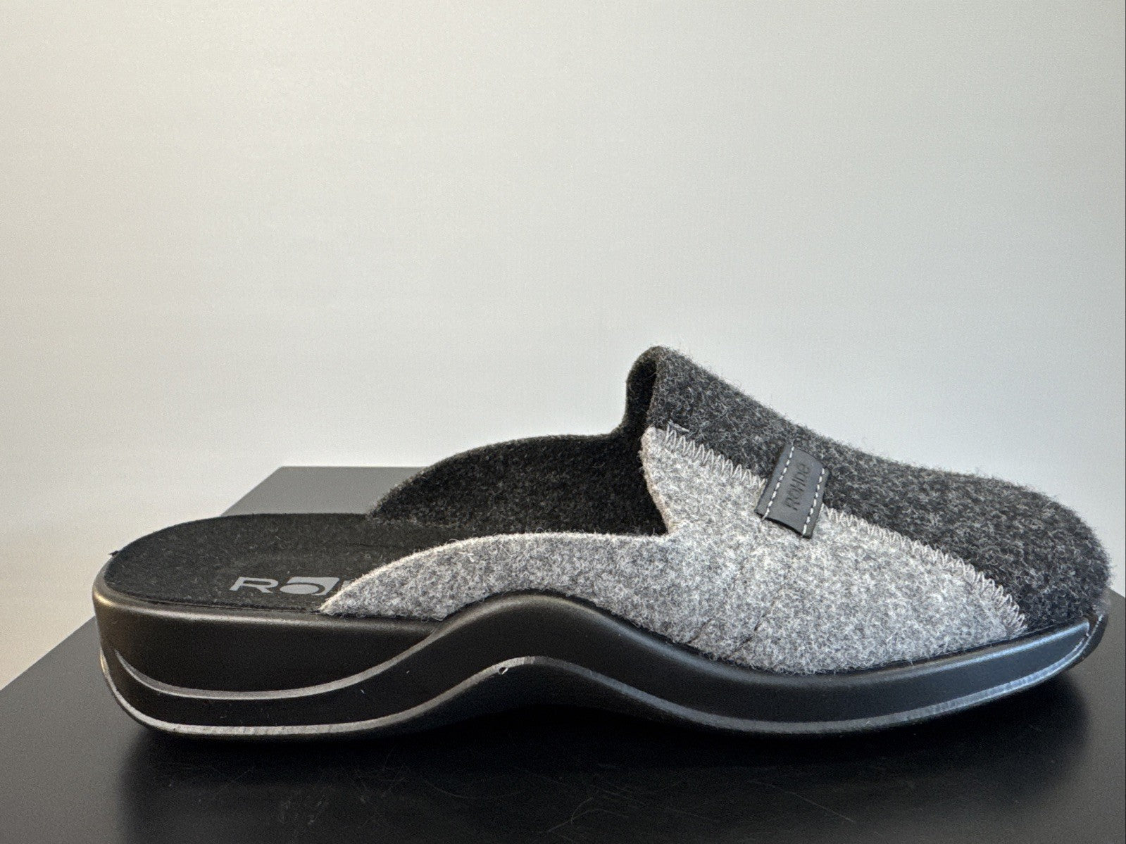 Rohde Herren Filz Pantolette Gr. 42 Anthrazit Pantoffel Weite G 2731