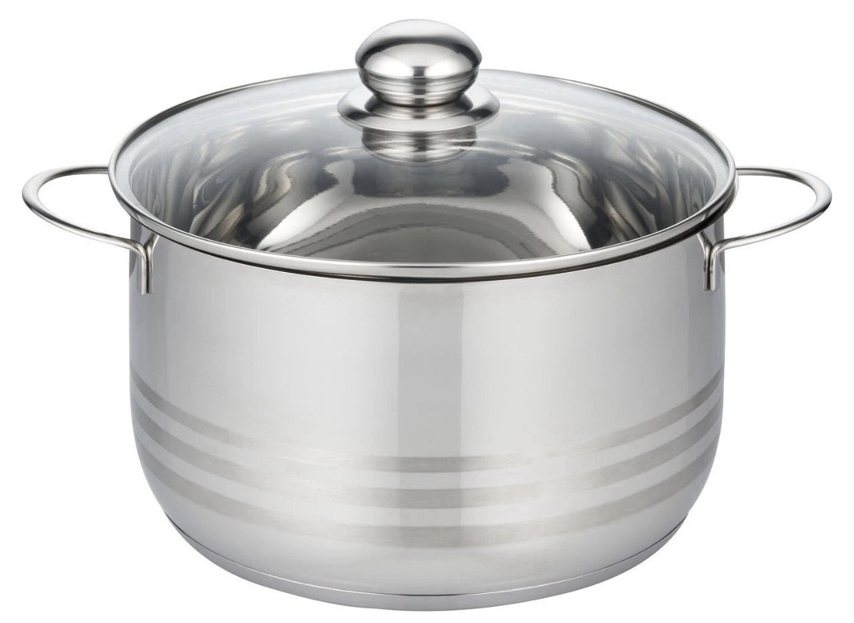 ELO Brillant Fleischtopf Topf Kochtopf Edelstahl mit Glasdeckel stoßfest Ø 24 cm