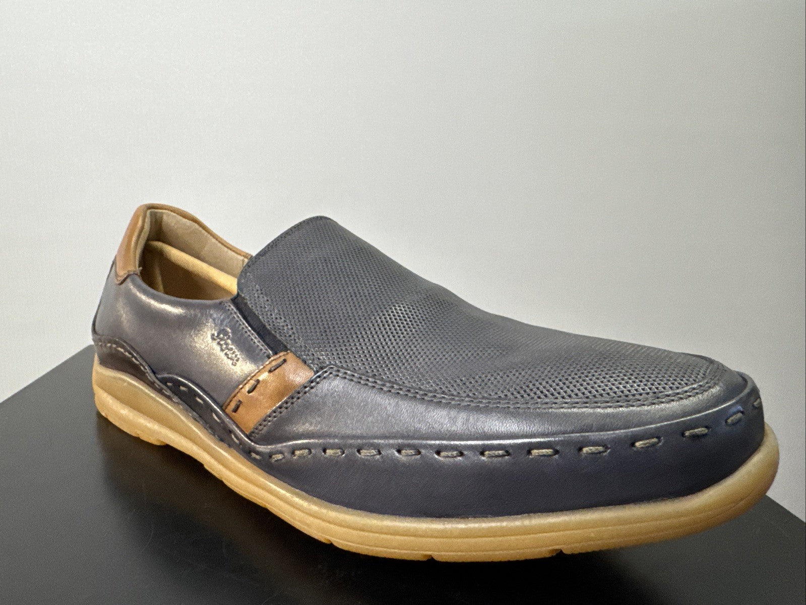 Sioux Hajoko-707 Herrenschuhe Gr. 45/11 Slipper Blau Leder