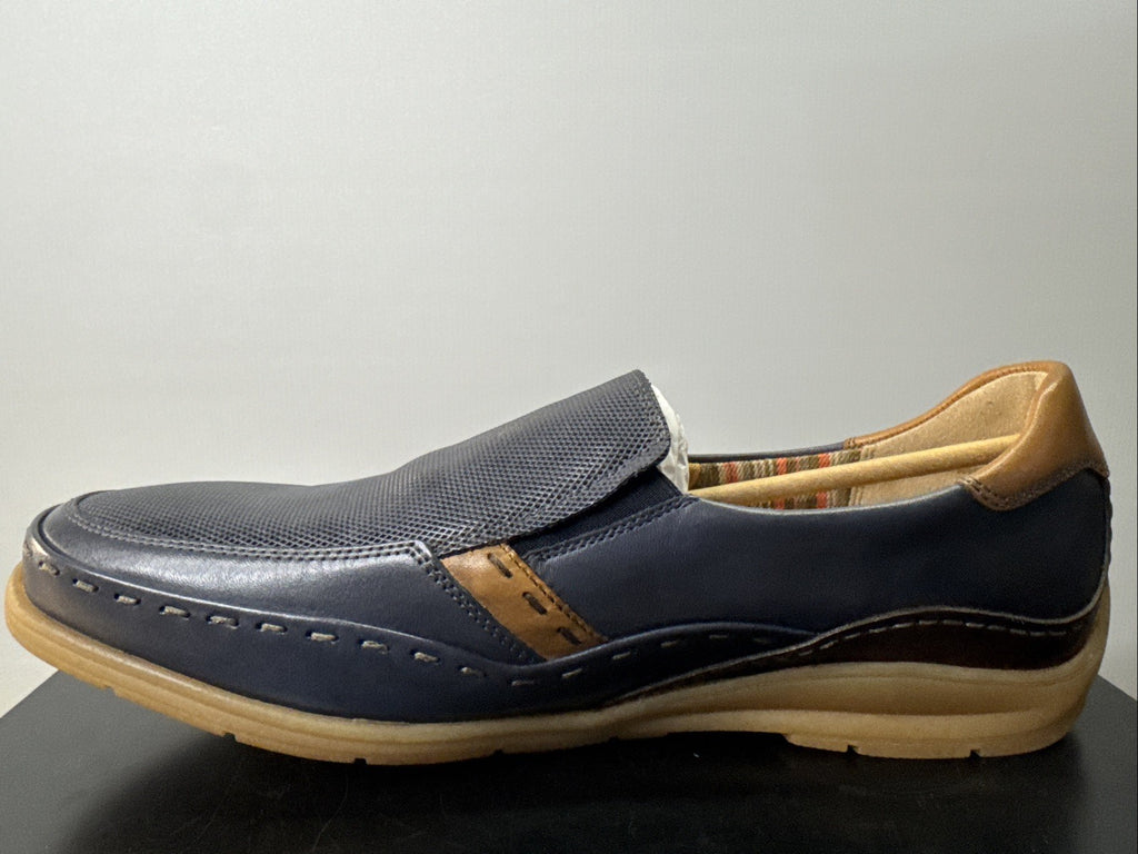Sioux Hajoko-707 Herrenschuhe Gr. 43,5/9,5 Slipper Blau Leder