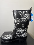 Black Roses Rosen Damen Gummistiefel Gr. 37 Regenstiefel schwarz-weiß