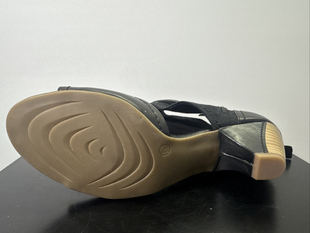 Jana Sandalette  Gr. 6 Leder Schwarz Damen Absatzschuh